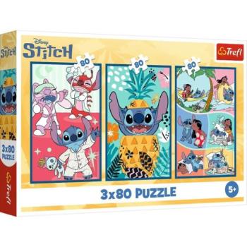 Trefl Puzzle 3 x 80 Stitch világ / Lilo&Stitch kép