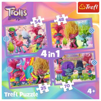 Trefl Puzzle 4 az 1-ben – Színes trollok kalandjai / Universal Trolls 3 (2023) kép