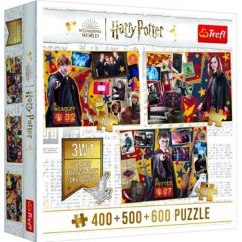 Trefl Puzzle Harry Potter, Harry Potter, Ron, Hermiona 3v1 400 + 500 + 600 darabos kép