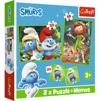 Trefl Puzzle + memóriajáték 2 az 1-ben Hupikék Törpikék szórakoznak kép