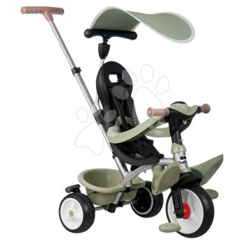 Tricikli és babakocsi 2in1 magas háttámlával Baby Balade Tricycle Green Smoby fékkel napellenzővel és halk EVA kerekekkel 10 hó-tól kép
