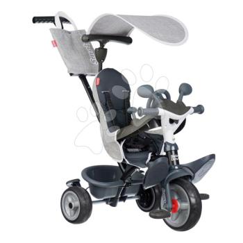 Tricikli és babakocsi egyben fékkel Baby Driver Grey Tricycle Smoby intuitív vezérléssel és halk EVA kerekekkel szürke 10 hó-tól kép