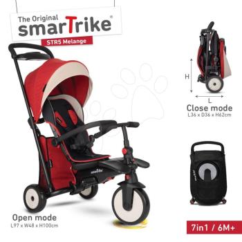 Tricikli összecsukható smarTfold 7in1 Stroller Melange smarTrike 500 TouchSteering piros párnázott EVA kerekekkel 9 hó-tól mint babakocsi kép