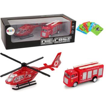 Tűzoltó helikopter és tűzoltóautó készlet kép