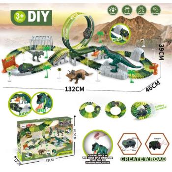 Versenyautópálya Dinoszaurusz világ 168 darab, 360°, LED kisautó kép