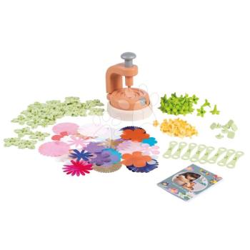 Virágbolt dekoratív virágok készítésével Crea Deco Flowers Set Smoby 200 kiegészítővel és préssel a textil virágszirmok összekapcsolásához 5 éves kortól kép