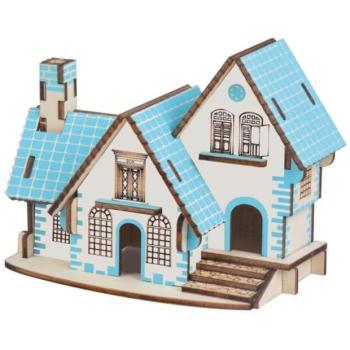 Woodcraft Fa 3D puzzle Kék ház kép