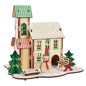Woodcraft Fa 3D puzzle Téli ház kép