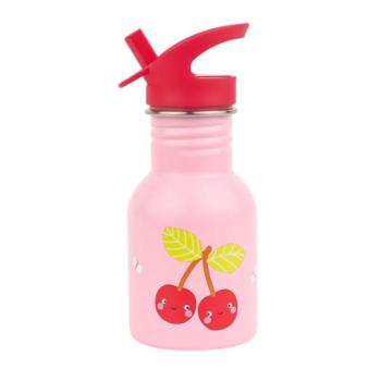 A Little Lovely Company - rozsdamentes acél egyfalú ivópalack, 350 ml - vidám cseresznyék kép