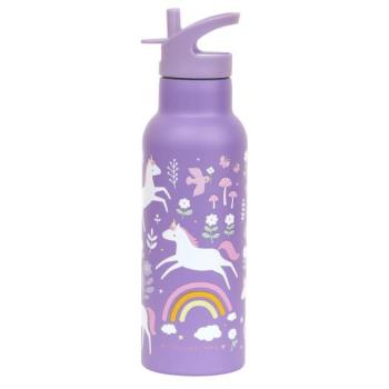 A Little Lovely Company - rozsdamentes acél ivópalack, 500 ml - unikornisok és szivárvány kép