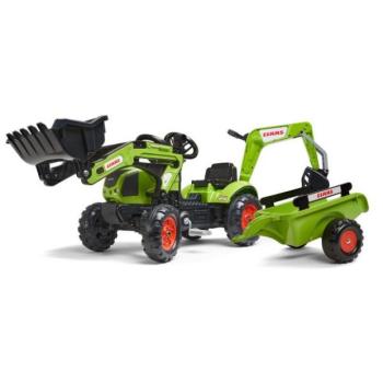 AKCIÓ - FALK Pedálos traktor 2040N Claas Arion 410 markolóval, kotróval és pótkocsival