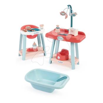 Babagondozó szett játékbabának Nursery 3in1 Écoiffier pelenkázó asztal etetőszék és kiskád bilivel 14 kiegészítővel 18 hó-tól kép