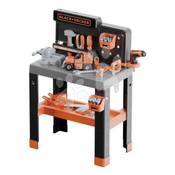 Barkácsműhely összeszerelhető kisautóval Bricolo Pro Workbench Black&Decker Smoby mechanikus fúróval és szerszámokkal szerelhető elemekkel 78 kiegészítő 75 cm magas kép