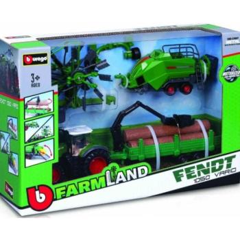 Bburago 10cm Farm traktor Ajándék Készlet - Fendt 1050 Vario 3 pótkocsival kép