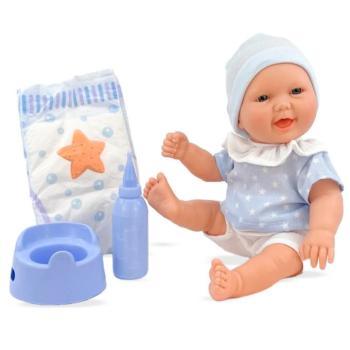 Berjuan pisilős fiú játékbaba kék csillagos ruhában 30 cm-es kép