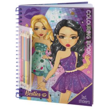 Besties Divattervező kifestőkönyv 30 lap, színes ceruzával és 3 matricaívvel kép