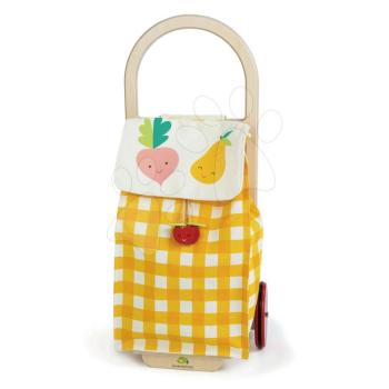 Bevásárlókocsi textilanyaggal Shopping Trolley Yellow Tender Leaf Toys fa szerkezettel kép