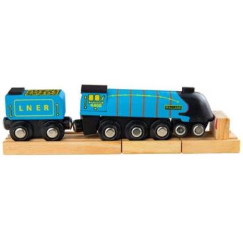 Bigjigs Rail A Mallard mozdony fából készült másolata + 3 vágány