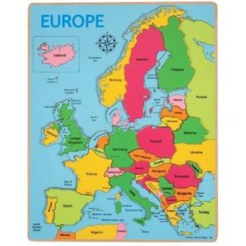 Bigjigs Toys Fa puzzle Európa térképe 25 db kép