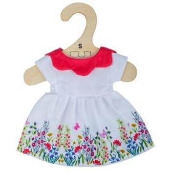 Bigjigs Toys Fehér virágos ruha piros gallérral 28 cm-es babához kép