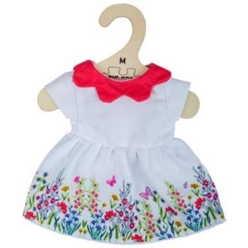 Bigjigs Toys Fehér virágos ruha piros gallérral 34 cm-es babához kép