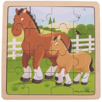 Bigjigs Toys puzzle - Ló csikóval