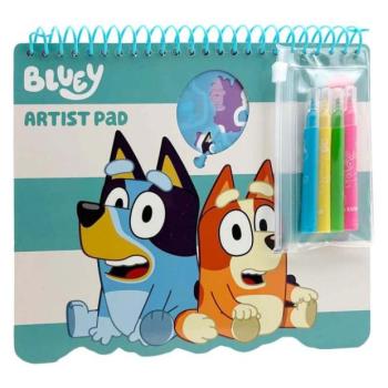 Bluey színezőkészlet 20x21,5x2cm sablonokkal, matricákkal és 4 db filctollal