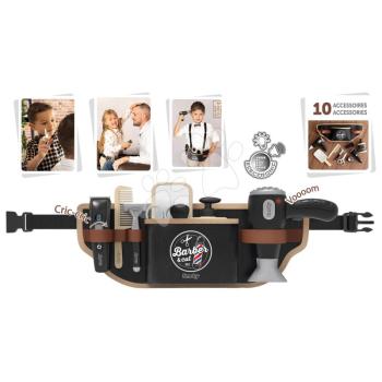Borbélyöv elektronikus Barber&Cut Ceinture Smoby ollóval borotvával hajnyíróval hajszárítóval borotvakefével és 10 kiegészítővel kép