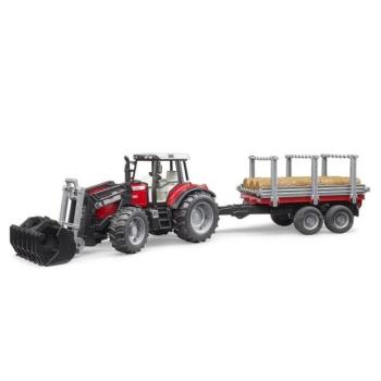 Bruder 02046 Massey Ferguson 7480 homlokrakodóval és fa szállítóval kép