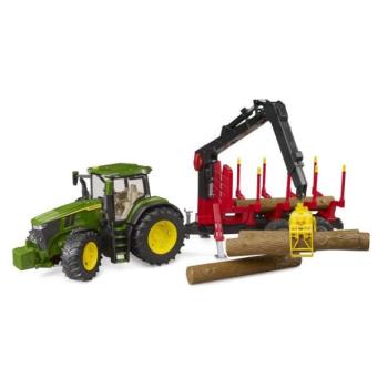 Bruder Tractor John Deere 7R 350 pótkocsival és gerendákkal kép