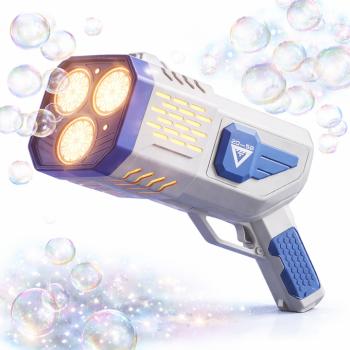 Bubble Gun 36 lyukú LED buborékfújó pisztoly – automata szappanbuborék gép gyerekeknek, kék – 2026 egyik legkeresettebb játéka (BBJ) kép