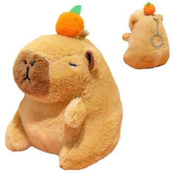 Capybara plüss kulcstartó sárgarépával– 12 cm-es aranyos állatfigura táskadísz és kulcstartó egyben (BBJ) kép