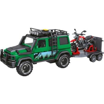 CITY SERVICE CAR - 1:14 Erdőőrségi jármű utánfutóval és motorral, hanggal és fényekkel kép