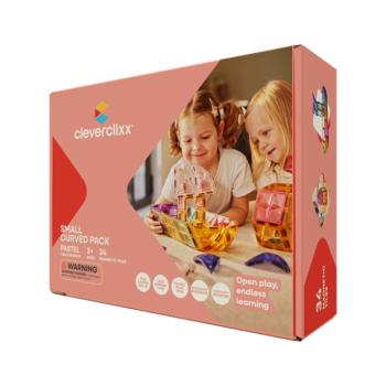 Cleverclixx Mágneses építőkészlet Small Curved Pack Pasztell – 34 db kép