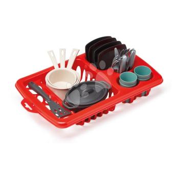 Csepegtető tálca ebédkészlettel Draining Board 100% Chef Écoiffier 34 cm tányérokkal poharakkal és evőeszközökkel 21 részes 18 hó-tól kép