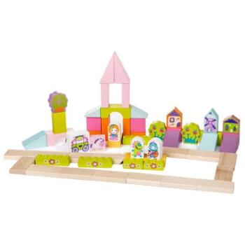 CUBIKA 13906 mesebeli város - fa készlet 55 alkatrész