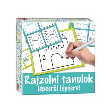 Dohány készségfejlesztő rajztábla Rajzolj rá és töröld le türkízkék - Rajzolni tanulok lépésről lépésre várakat és járgányokat 506-4 kép