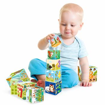 Dohi 10 Cubes Forest építőkocka készlet – 10 darabos fejlesztő toronyépítő játék gyerekeknek (BBMJ) kép