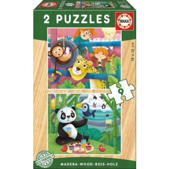 Educa gyermek fa puzzle Zoo állatkák 2x9 darabos 17616 kép