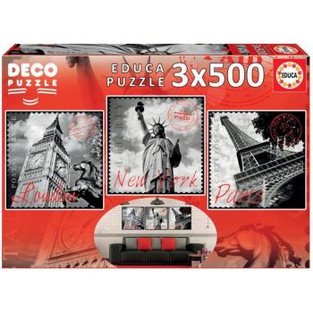 Educa puzzle Deco Big Cities 3x500 részes 17096 kép