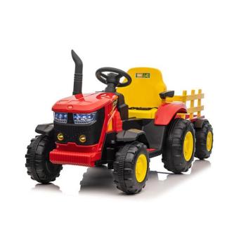 Elektromos gyermek traktor utánfutóval 12V 7Ah EVA kerekek ECO bőr piros kép