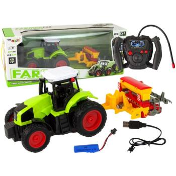 Elektromos játék mezőgazdasági traktor prés R/C 1:16 zöld kép