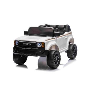 Elektromos kisautó Toyota Landcruiser 12V, fehér, széles egyszemélyes ülés, 2,4 GHz táv kép