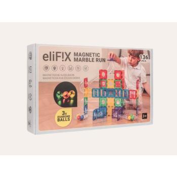 EliFix mágneses építőjáték - golyópálya 136 db + világító golyók kép