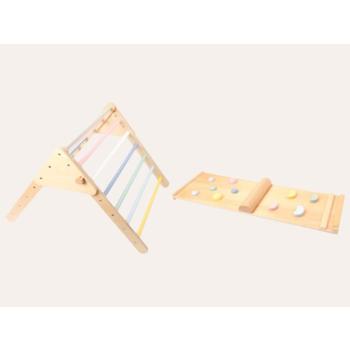 eliNeli Fa Pikler-féle háromszög 59 cm készlet Montessori rámpával - pasztell színekben kép