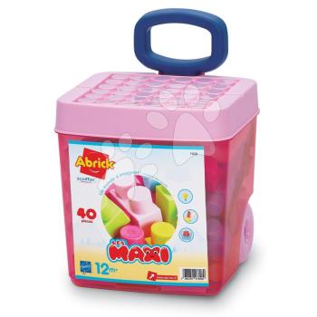 Építőjáték kerekes tárolóban Maxi Pink Abrick Écoiffier nagy rózsaszín kockák 40 drb 12 hó-tól kép