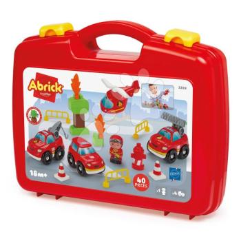 Építőjáték kofferben Tűzoltóság Firefighter Suitcase Abrick Écoiffier 40 kiegészítő figurával és 4 járművel 18 hó-tól kép
