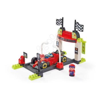 Építőkészlet Forma‑1‑es autóval a megállóban Pit Stop Formula 1 Abrick Écoiffier figurával 18 hó-tól kép