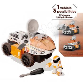 Építőkészlet űrautó 3in1 Space Rover Discovery Set Smoby 50 darabos csavarhúzóval és űrhajós figura mozgatható végtagokkal kép