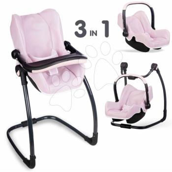 Etetőszék hintával és autósüléssel Highchair Pink Maxi Cosi&Quinny Smoby hármaskombináció biztonsági övvel 42 cm babának kép